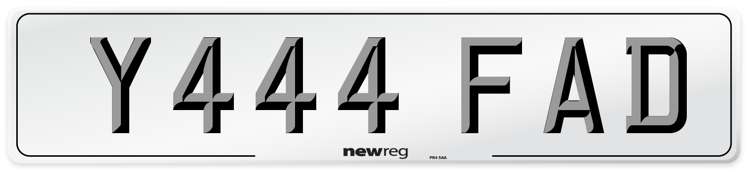 Y444 FAD Number Plate from New Reg